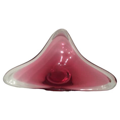 Murano Art Glass Pink And Clear Blown Glass Catchall Bowl Ashtray Made In Italy For Sale At
