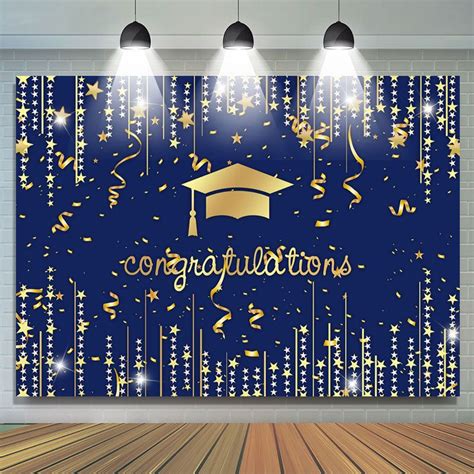 Gold Bright Star 2023 Congratulation Dark Blue Backdrop Graduation