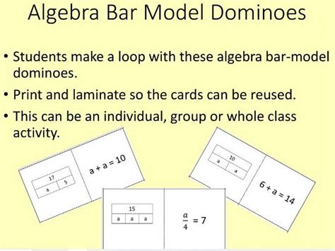 Algebraic Equations Bar Model Dominoes Teaching Resources