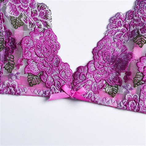 Bras Panty Sexy Lingerie Set Floral See Through Underwear Womens Under