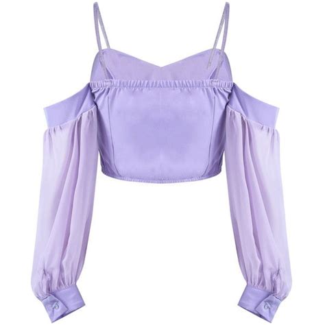 Purple Spaghetti Strap Off The Shoulder Crop Top Liked On Polyvore