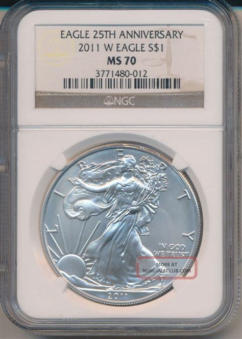 2011 W 25th Anniversary American Silver Eagle Burnished Ms 70 Ngc