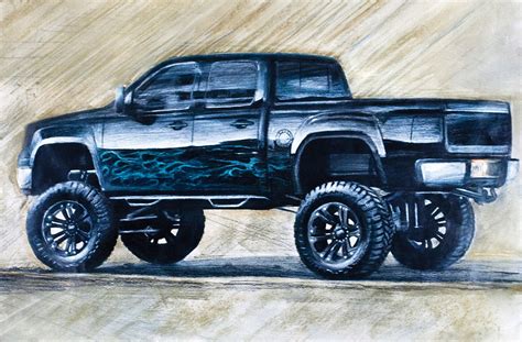 Sketch Of Black Lifted Chevrolet Silverado Truck Silverado Truck Chevy