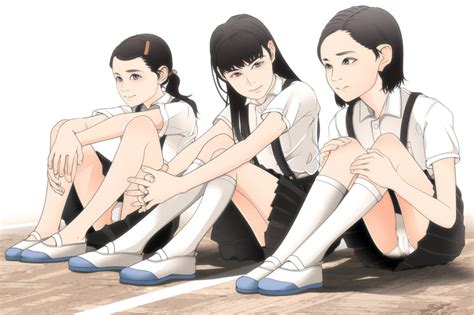 Shinchou Ni Kansuru Kousatsu Original White Legwear Copyright Request 3girls Basketweave