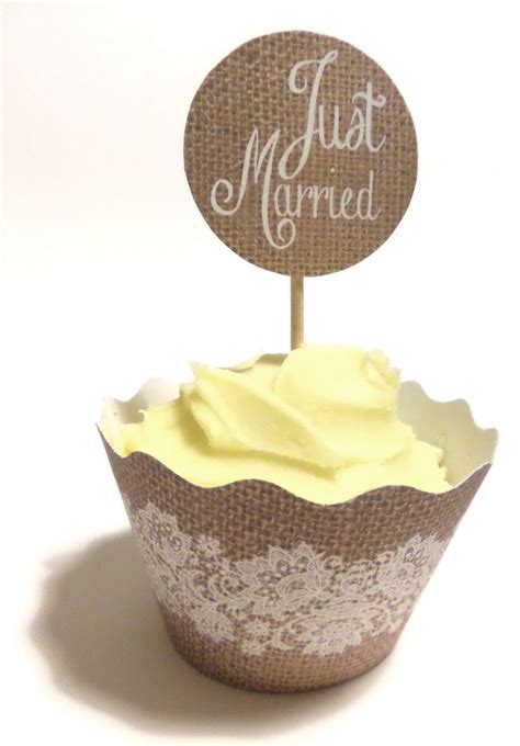 Rustic Wedding Burlap And Lace Cupcake Wrappers And Cake Toppers Etsy Uk