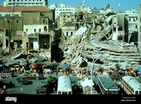 Place Des Martyrs In Beirut Showing Gross Damage During The Civil War