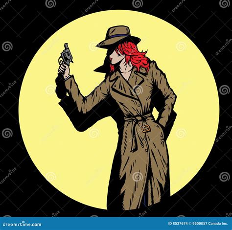 Old Style Girl Detective Such As From The Fifties Stock Vector