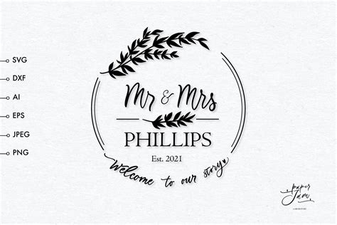 Mr And Mrs Name Frame Svg Mr And Mrs Svg Just Married Svg Digital