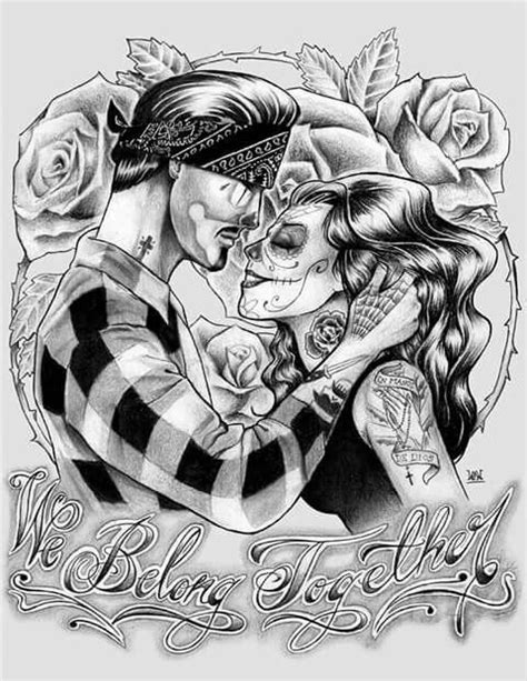 We Belong Together Chicano Love Lowrider Art Chicano Drawings