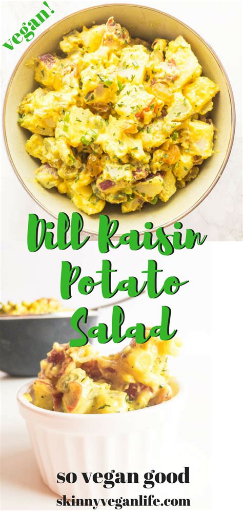 Fold in chickpeas, red onion, raisins, and most of mint until well combined. Dill Raisin Potato Salad #vegan #vegetarian #potatosalad # ...