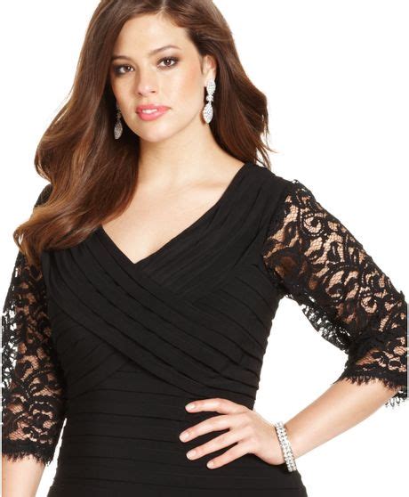 Xscape Plus Size Lace Shutterpleat Dress In Black Lyst