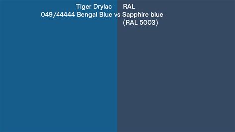Tiger Drylac 049 44444 Bengal Blue Vs RAL Sapphire Blue RAL 5003 Side