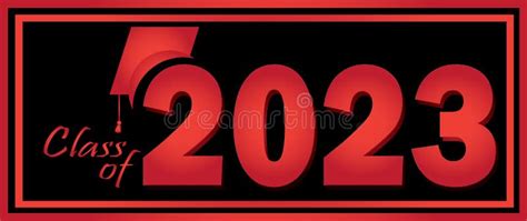 Graduation 2023 Black Background With Red Text Stock Vector