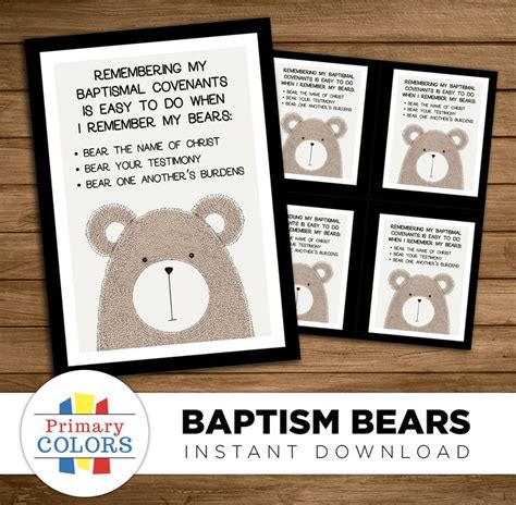 Remembering Baptismal Covenants Bears Of Baptism Lds Etsy Lds