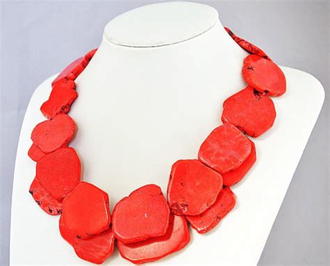 Items Similar To Statement Necklace Two Layers Red Necklace Red