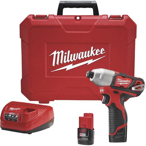 Milwaukee M12 Cordless Impact Driver Kit — 14in Hex 83 Ft Lbs
