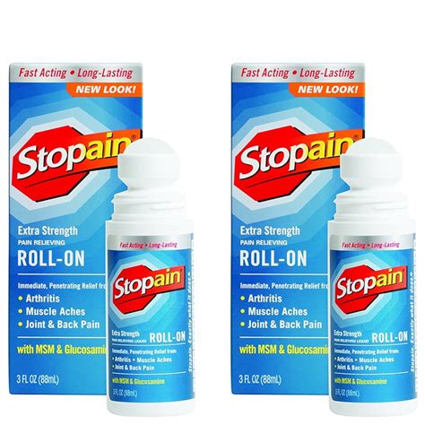 2 Pack Stopain Extra Strength Pain Relieving Roll On 3oz Each