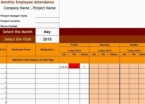 Employee Attendance Sheet With Time