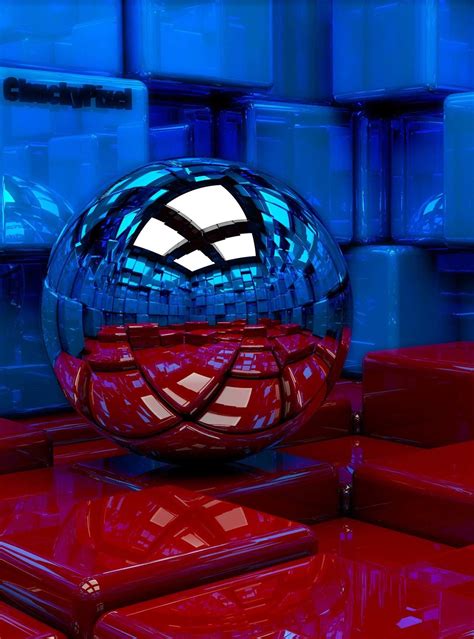 Download Metallic Sphere Reflecting The Cube Room Hd
