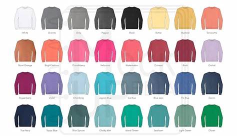 Comfort Colors 1566 Adult Crewneck Sweatshirt Color Chart - Etsy
