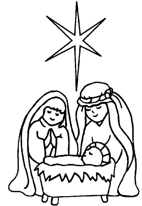 Gambar Jesus Born Manger Nativity Coloring Page Color Luna Pages Baby