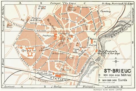 St Brieuc Antique Town City Plan De La Ville Côtes Darmor 1962 Old Map