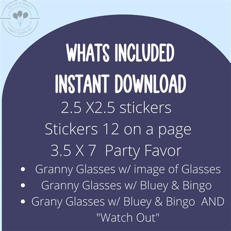 granny glasses bluey party favor digital download bluey etsy australia