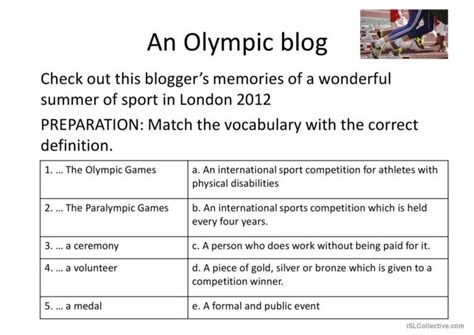 Reading About The Olympic Games Gen English Esl Powerpoints