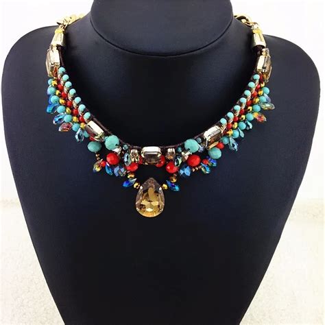 Crystal Statement Necklace Women Jewelry Collier Femme Fashion Chain