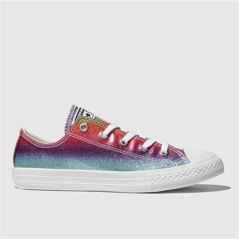 Girls Pink And Blue Converse All Star Lo Glitter Rainbow Trainers Schuh