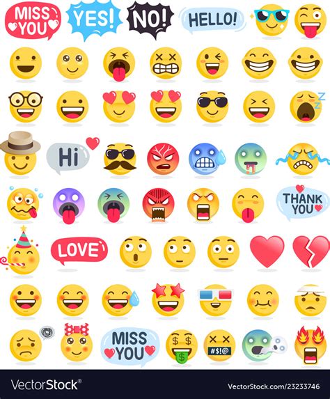 Emoji Emoticons Symbols Icons Set Royalty Free Vector Image