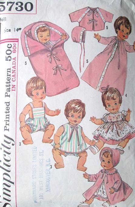 1960s Dolls Wardrobe Pattern Simplicity 5730 Vintage