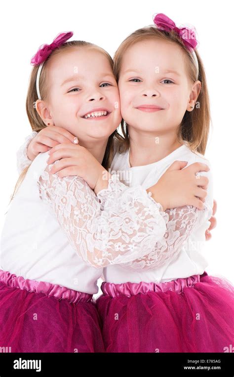 Portrait Cute Blonde Twins Smiling Hi Res Stock Photography And Images