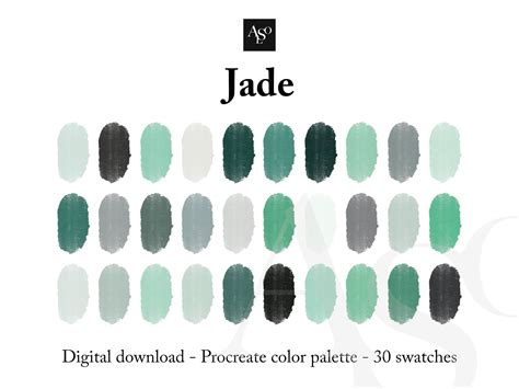 Green Jade Procreate Palette 30 Hex Color Codes Instant Digital