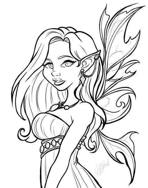 Coloring Book Preview Fantasy Elf 1 By Miserie On Deviantart Fairy