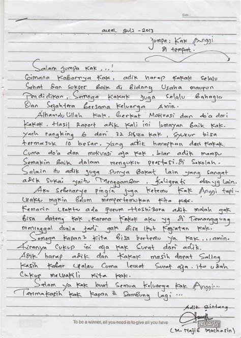 Itulah dia contoh surat pribadi mengenai liburan yang ditulis dalam bahasa inggris beserta terjemahan bahasa indonesia. Contoh Surat Untuk Teman Dalam Bahasa Jepang Dan ...