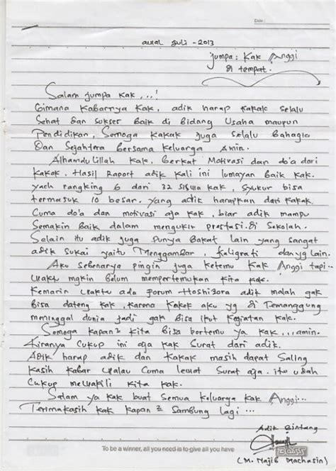 Oleh karena itu kamu sarankan untuk kamu meminta bantuan teman atau saudara yang tahu bahasa inggris. Contoh Surat Pribadi Untuk Kakak - Contoh Surat