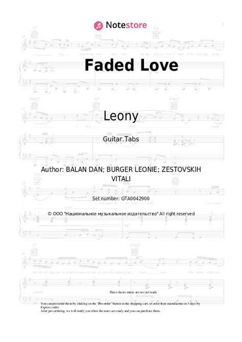 Leony Faded Love Chords Guitar Tabs On Note Guitartabs Sku Gta0042900
