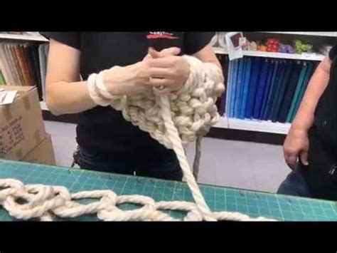 To accommodate the thick yarn, you will need a large hook or knitting needles. Arm Knitting Demonstration with Jumbo Yarn at Craft ...