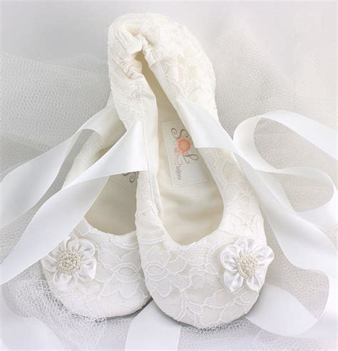 White Lace Ballet Slippers For Wedding Flower Girl Ballet Etsy