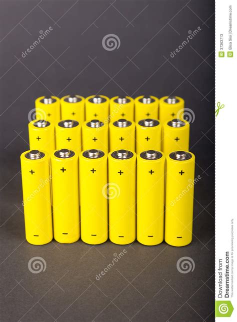 Yellow Alkaline Batteries Stock Image Image Of Power 37363713