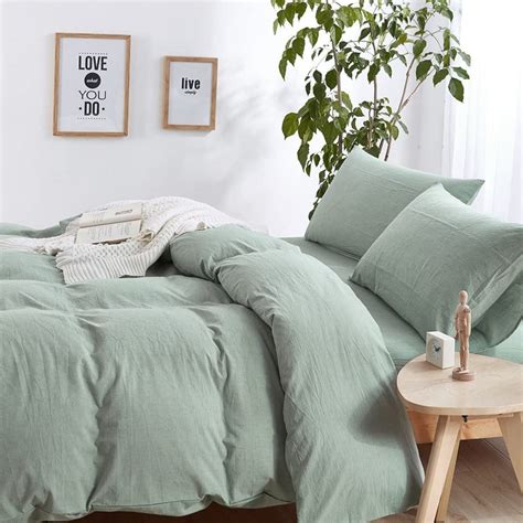 Pc Cotton Duvet Cover In Sage Green Duvet Cover With Etsy