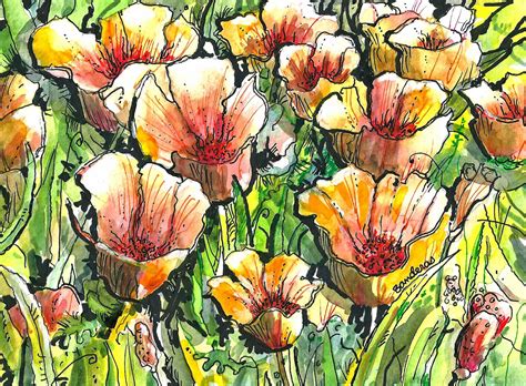 Terrys Ink And Watercolor Flowers