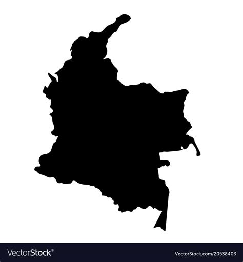 Black Silhouette Country Borders Map Of Colombia Vector Image