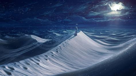Artwork Fantasy Art Digital Art Desert Night Sand Snow Wallpapers