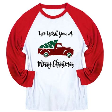 We Wish You Of Merry Christmas Long Sleeve T Shirt Women Raglan Tshirt