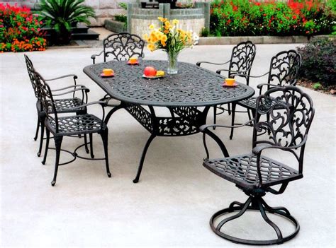 Darlee Catalina 7 Piece Large Oval Dining Table Set Patio Furniture
