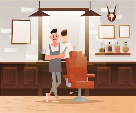Free Vector Barber Services Cartoon Illustration