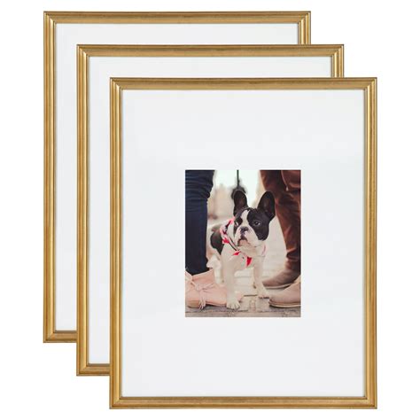 Kate And Laurel Adlynn Wall Picture Frame Set 16 X 20 Matted To 8 X 10 Gold Set Of 3