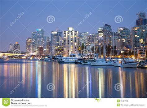 Vancouver Skyline At Night Stock Photo Image Of Architecture 15494142